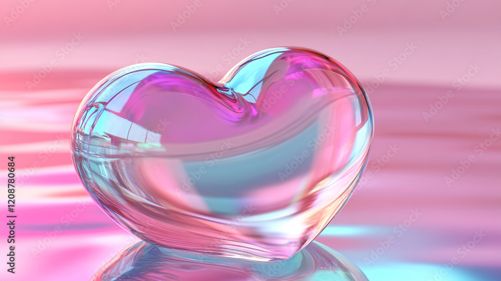 custom made wallpaper toronto digitalA heart fluid holographic 3D render icon isolated on a minimalistic bright-toned background with blurred space on the side representing modern symbolism of love, emotion, and digital transformation.

