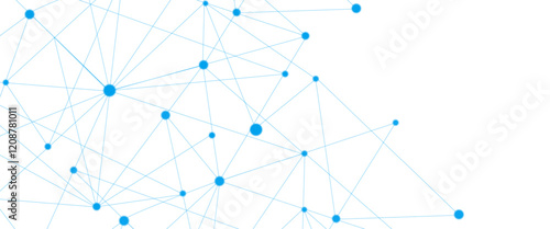 Vector abstract background with blue lines and dots with banner design, illustration technology with geometric background