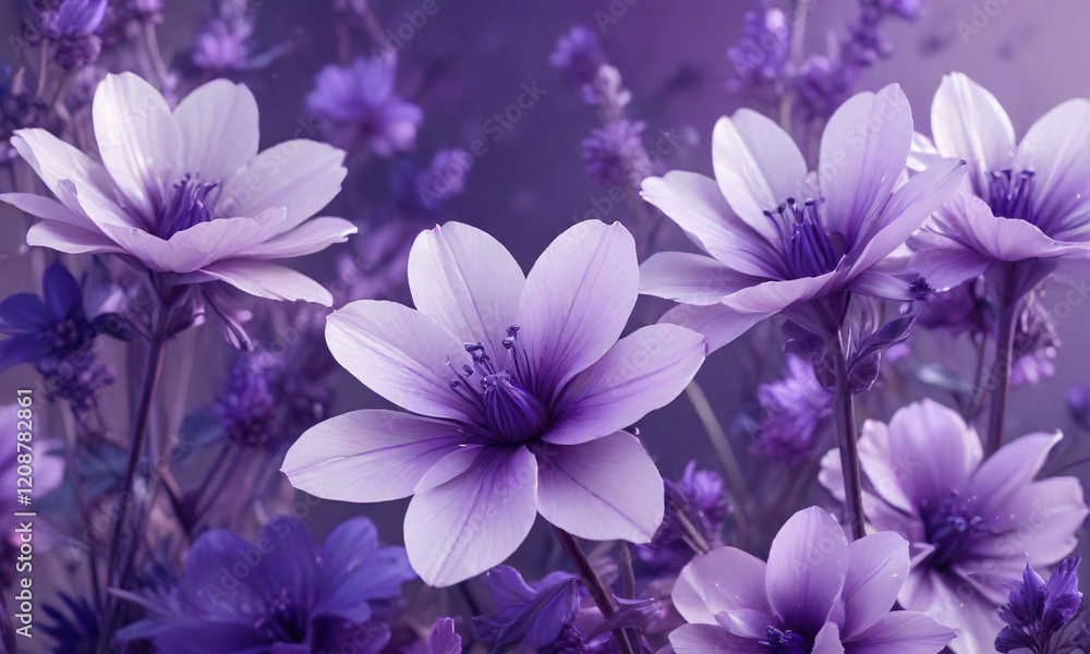 Delicate abstract shapes resembling flowers in shades of purple and lavender, abstract art, abstract art Delicate abstract shapes resembling flowers in shades of purple and lavender, abstract art, abstract art