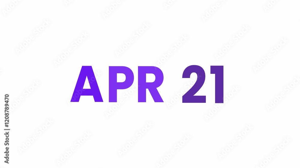 21st April calendar icon animation. Alpha matte with transparent background 4K resolution. 21st April calendar icon animation. Alpha matte with transparent background 4K resolution.