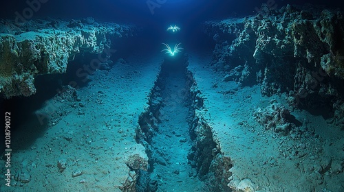 Oceanic Abyssal Plain: Underwater Canyon Exploration
