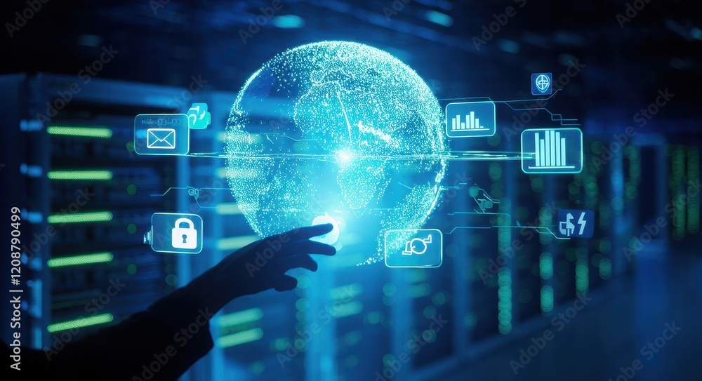 Futuristic Cybersecurity-Themed Virtual World View. Futuristic Cybersecurity-Themed Virtual World View.