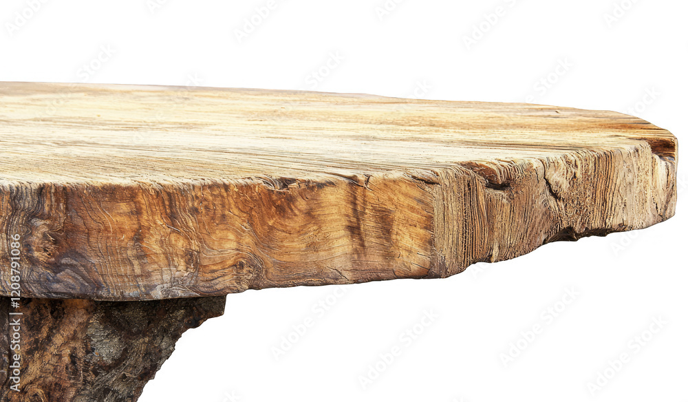 Fototapeta premium Outdoor Wooden Table Edge Close-Up in Natural Sunlight with Rustic Textures and Patterns
