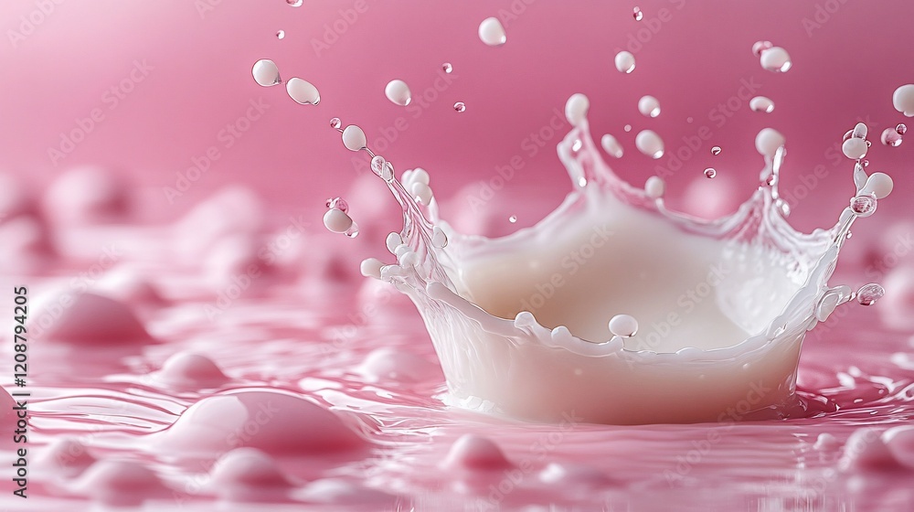 Milk Splash Crown on Pink Surface: A Delightful Macro Photography Milk Splash Crown on Pink Surface: A Delightful Macro Photography