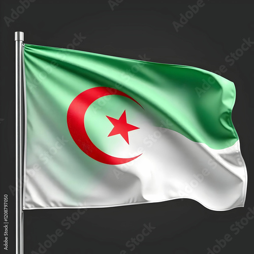Wallpaper Mural 3D rendering of a waving flag of Algeria with grungy textures Torontodigital.ca