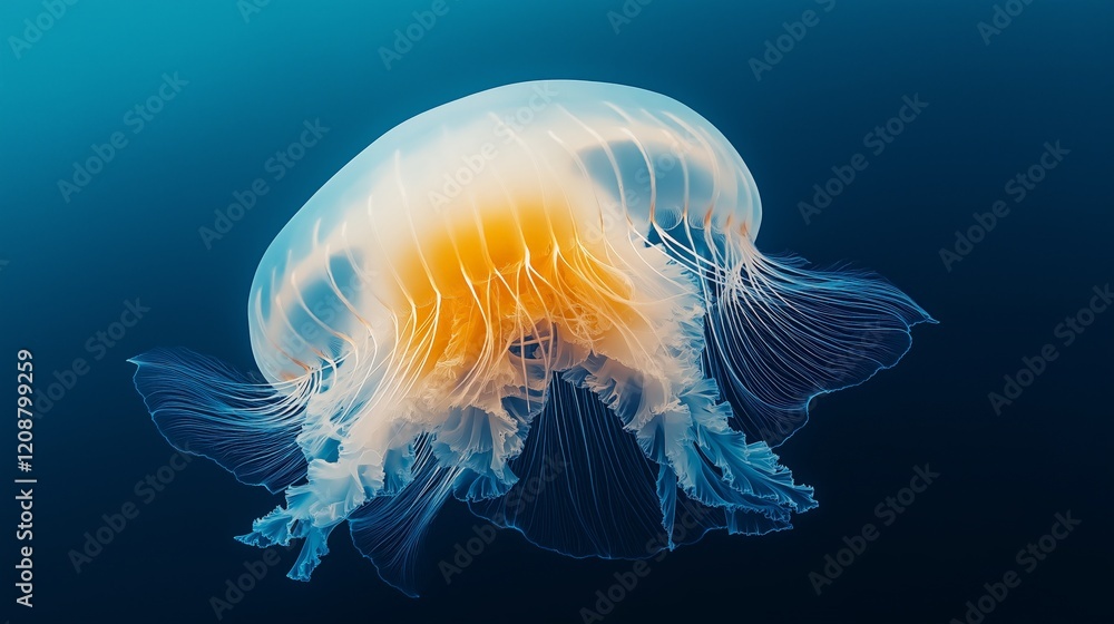 Fototapeta premium Beautiful Jellyfish In Deep Waters