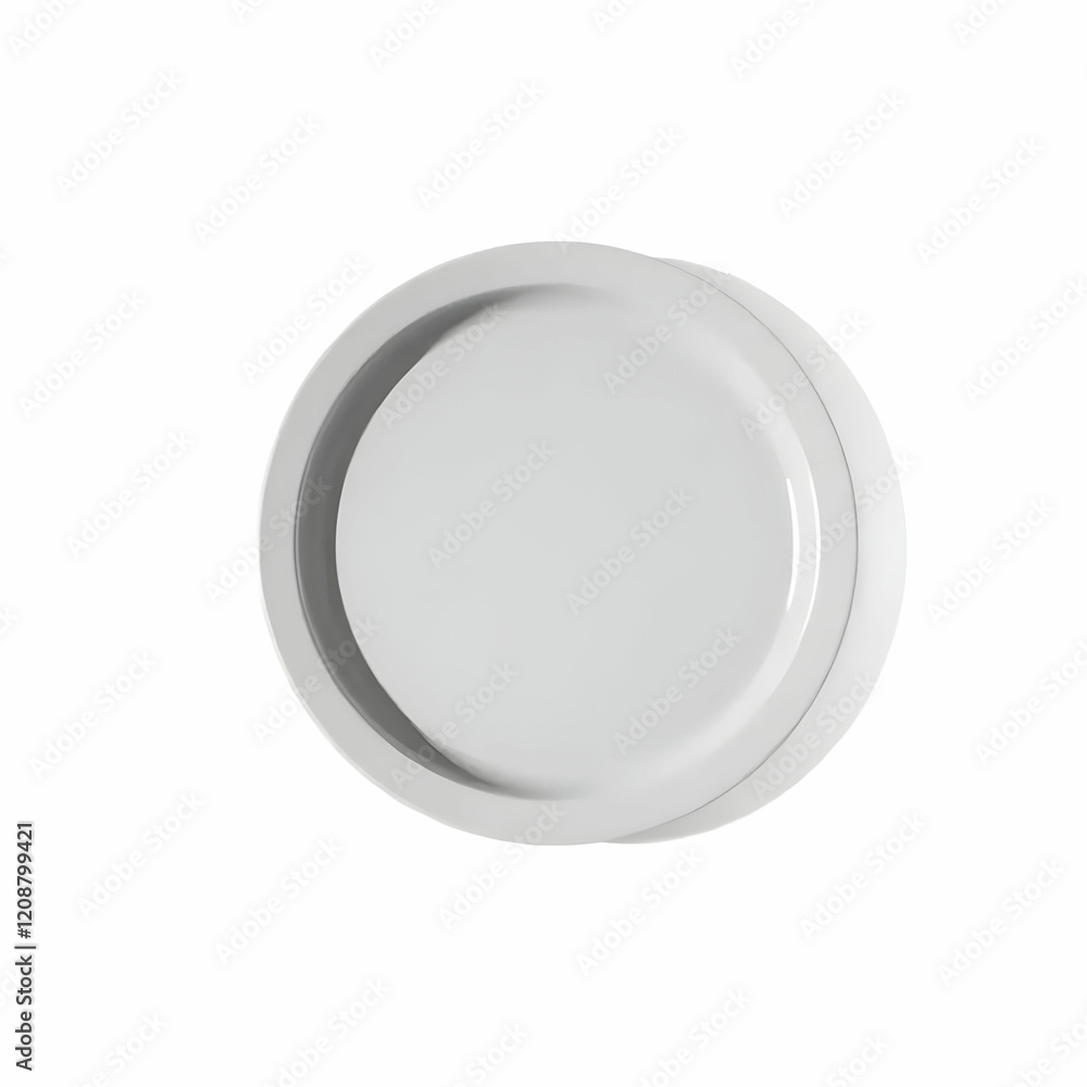 a grey flat round plate isolated on the white background