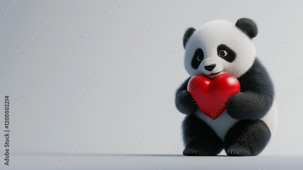 panda with heart panda with heart