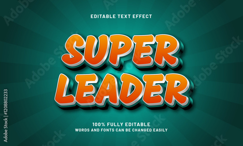 super leader editable text effect with a hero and kids theme
