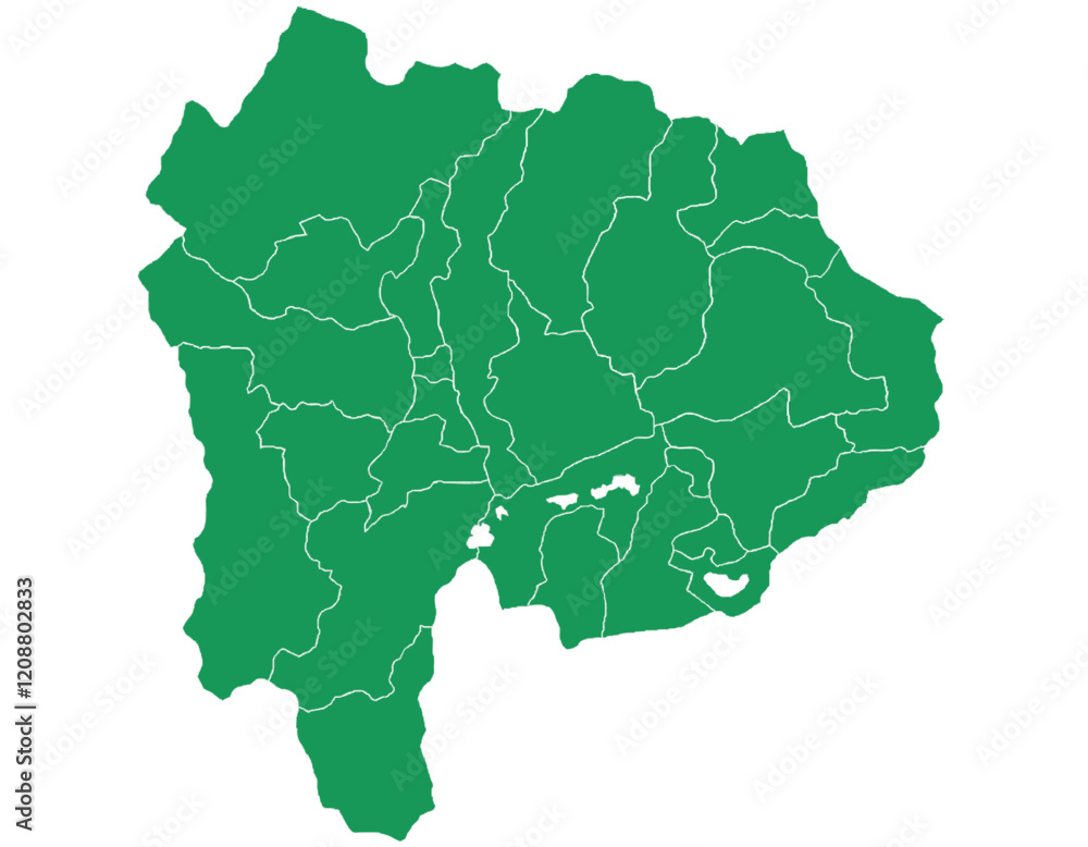 Fototapeta premium 山梨県 地図 グリーン イラスト