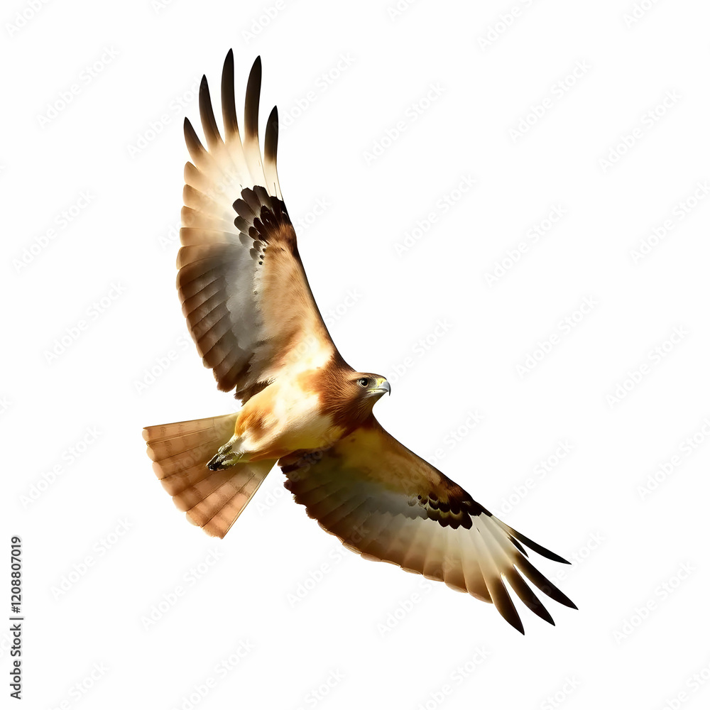 Fototapeta premium a hawk maneuvering isolated on the blank background