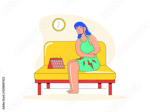 Period illustrations. Healthy problems illustrations. Flat vector illustrations.