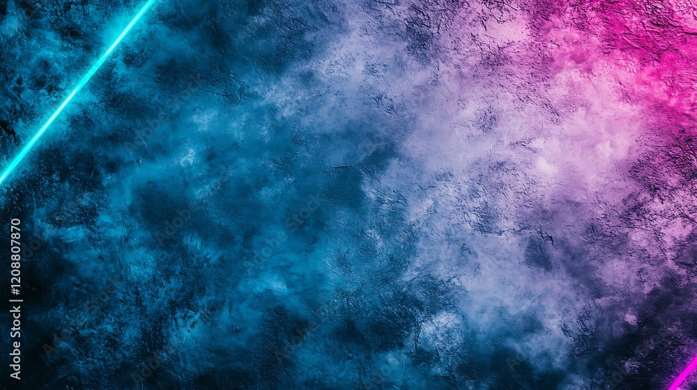 Fototapeta premium Abstract Neon Light Texture on Dark Textured Wall