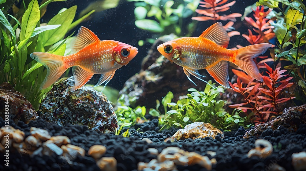 Vibrant Underwater Habitat:Captivating Small Aquarium Setup in Cozy Home Vibrant Underwater Habitat:Captivating Small Aquarium Setup in Cozy Home