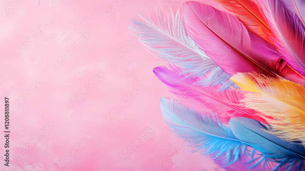 Dreamy art design with colorful feathers Dreamy art design with colorful feathers