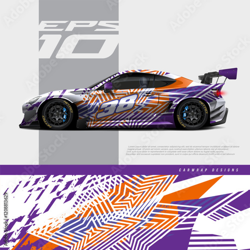 Car wrap decal design concept. Abstract grunge background for wrap vehicles, race cars, cargo vans, pickup trucks and livery.