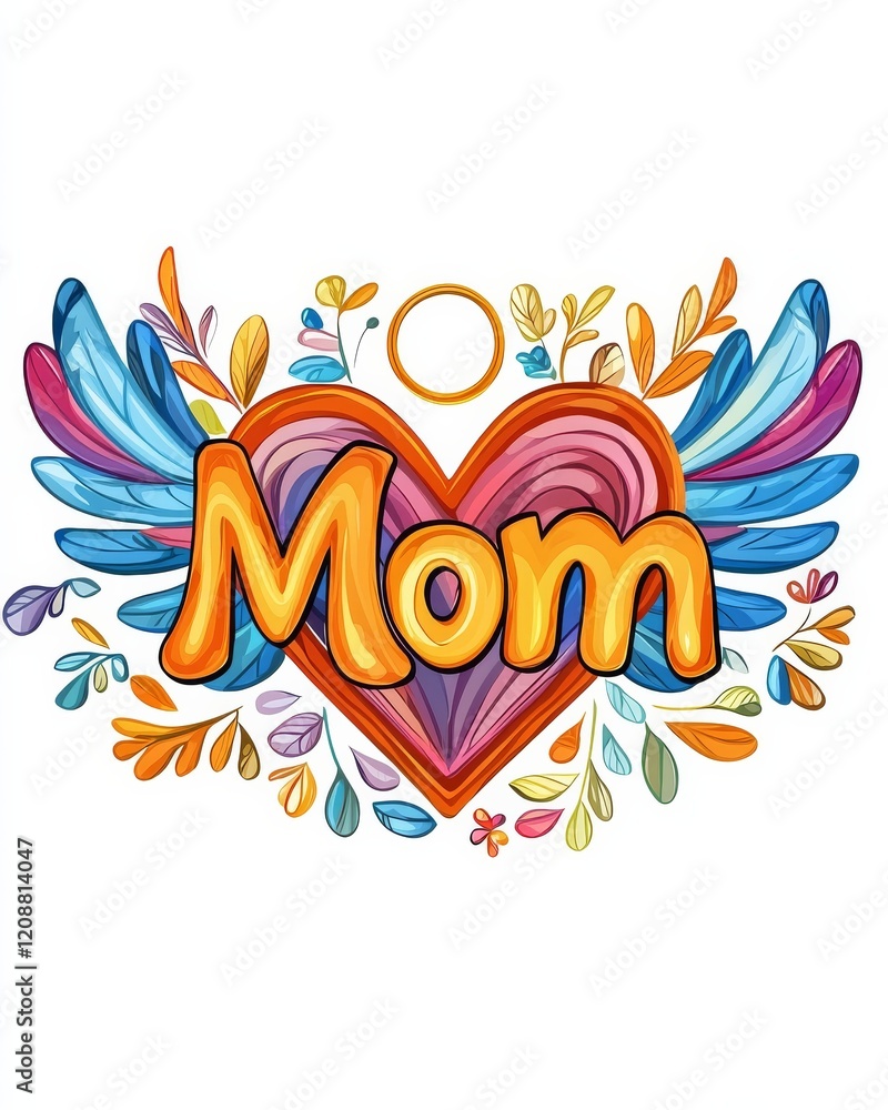 Obraz premium Heartwarming concept mom surrounded by serene angel wings