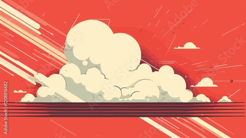 Vibrant Cloud Effect Pop Art Style Flat Vector Illustration