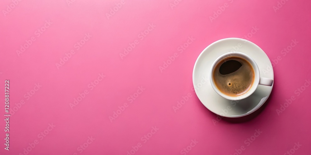 Top view of a cup of coffee on pink background, coffee, cup, drink, pink, background, beverage, top view, cafe, aroma Top view of a cup of coffee on pink background, coffee, cup, drink, pink, background, beverage, top view, cafe, aroma