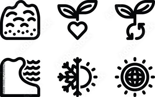 soil, eco friendly, sustainable, erosion, climate, global warming outline icon