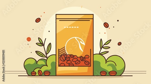 Coffee Bag Product Flat Vector Illustration photo