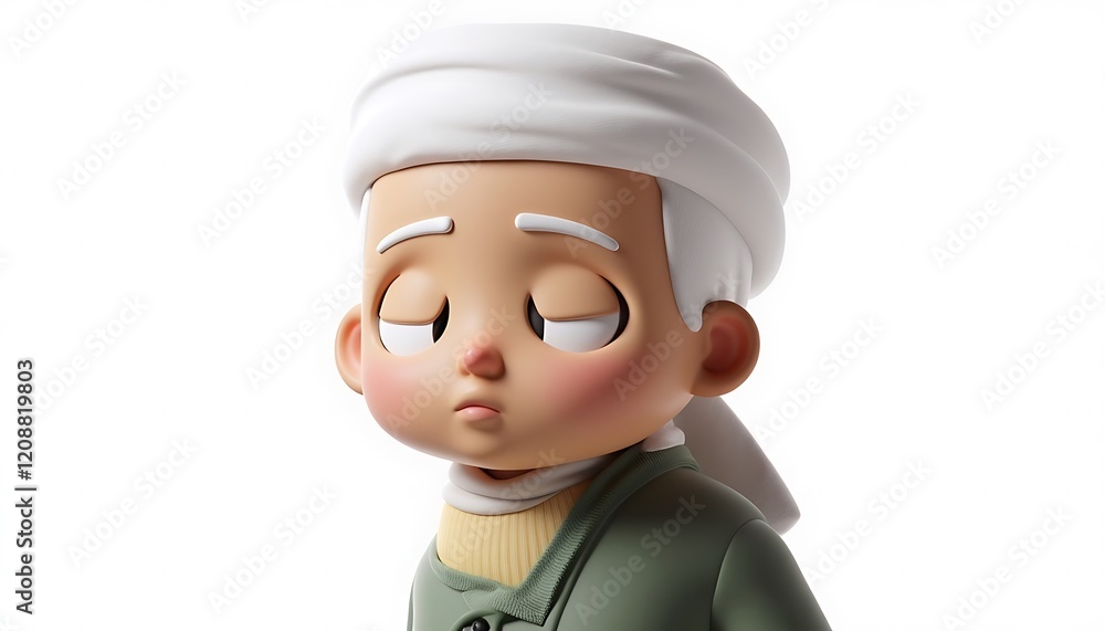 Pensive Boy: A 3D Rendered Portrait in Soft Hues