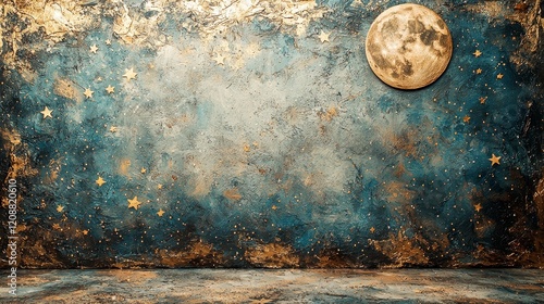 Celestial night sky art dreamy room digital illustration fantasy atmosphere wide angle surreal concept
