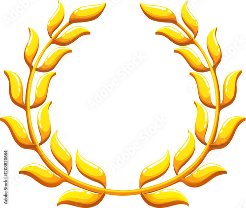 Laurel wreath with golden leaves for game asset or victory award badge, vector icon. Golden laurel wreath for heraldic crown emblem, best award or top reward and game winner triumph asset symbol