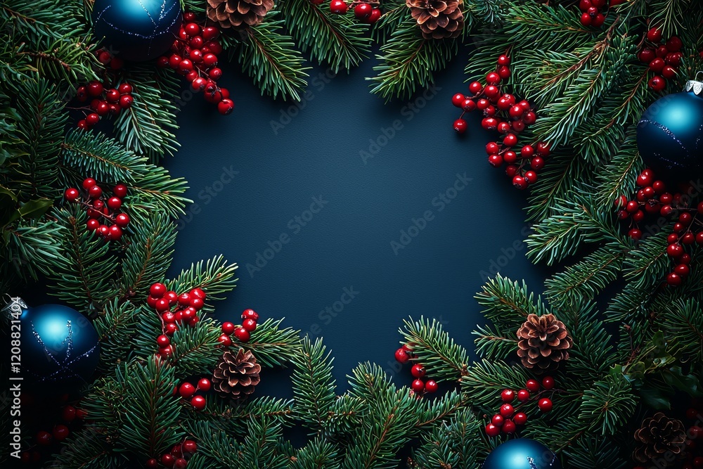 Fototapeta premium Festive christmas decorations holiday home image display natural setting close-up view seasonal concept