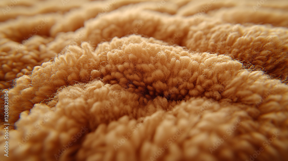 Close-up of golden textured wool fabric with intricate details and a cozy, warm appearance. Close-up of golden textured wool fabric with intricate details and a cozy, warm appearance.