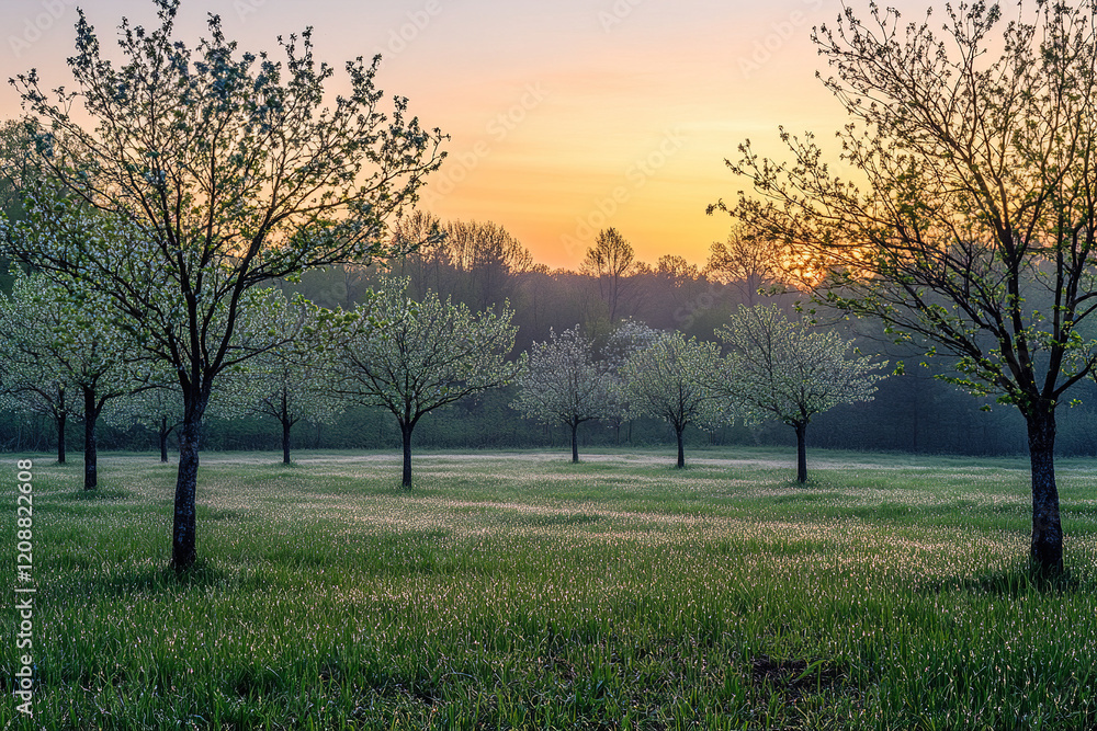 Fototapeta premium Sunrise in the Orchard