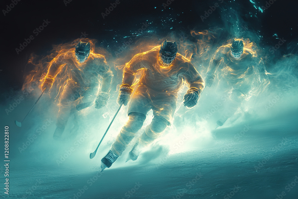 Fototapeta premium Fiery Hockey Action