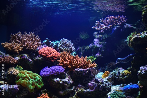 Wallpaper Mural Vibrant Underwater Scene Featuring Colorful Coral Reefs and Marine Life in a Tranquil Aquarium Setting with Breathtaking Natural Colors and Textures Torontodigital.ca