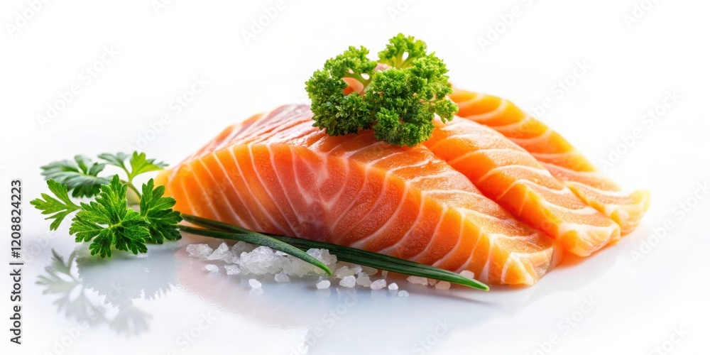 Fresh salmon sashimi on white background, salmon, sashimi, raw fish, Japanese cuisine, seafood, traditional Fresh salmon sashimi on white background, salmon, sashimi, raw fish, Japanese cuisine, seafood, traditional