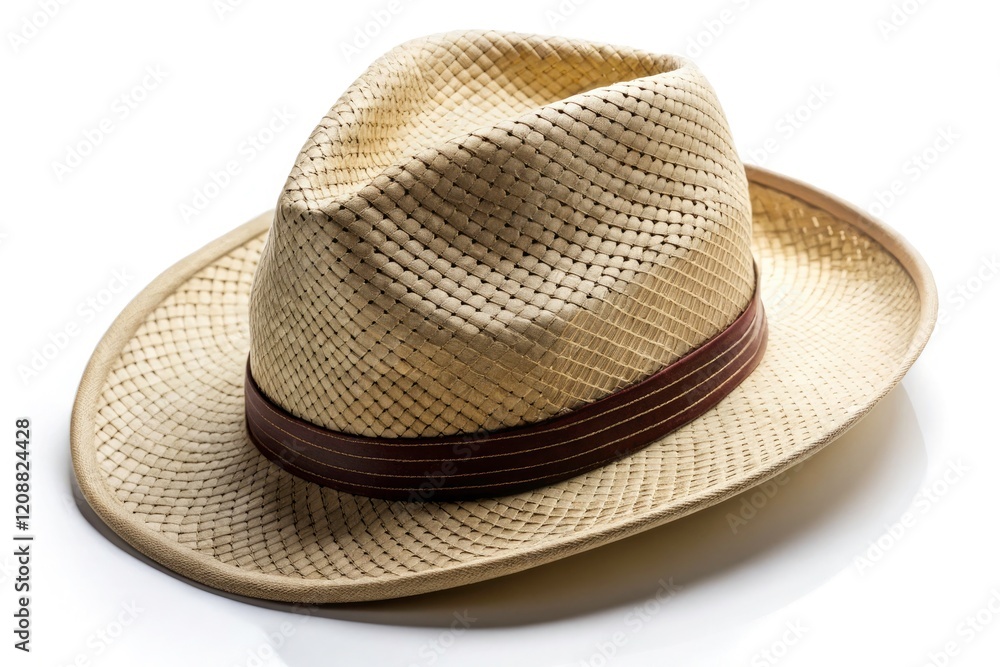 Crisp drone image: isolated Panama hat, close-up, pure white background. Crisp drone image: isolated Panama hat, close-up, pure white background.