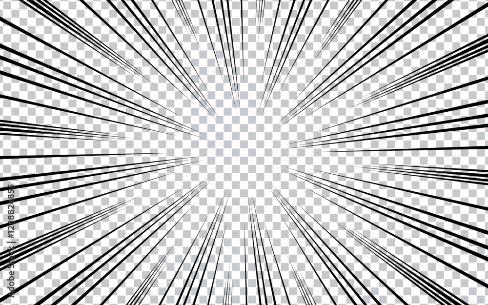 Obraz premium Abstract comic book flash explosion radial lines on transparent background. Super hero design vector illustration.