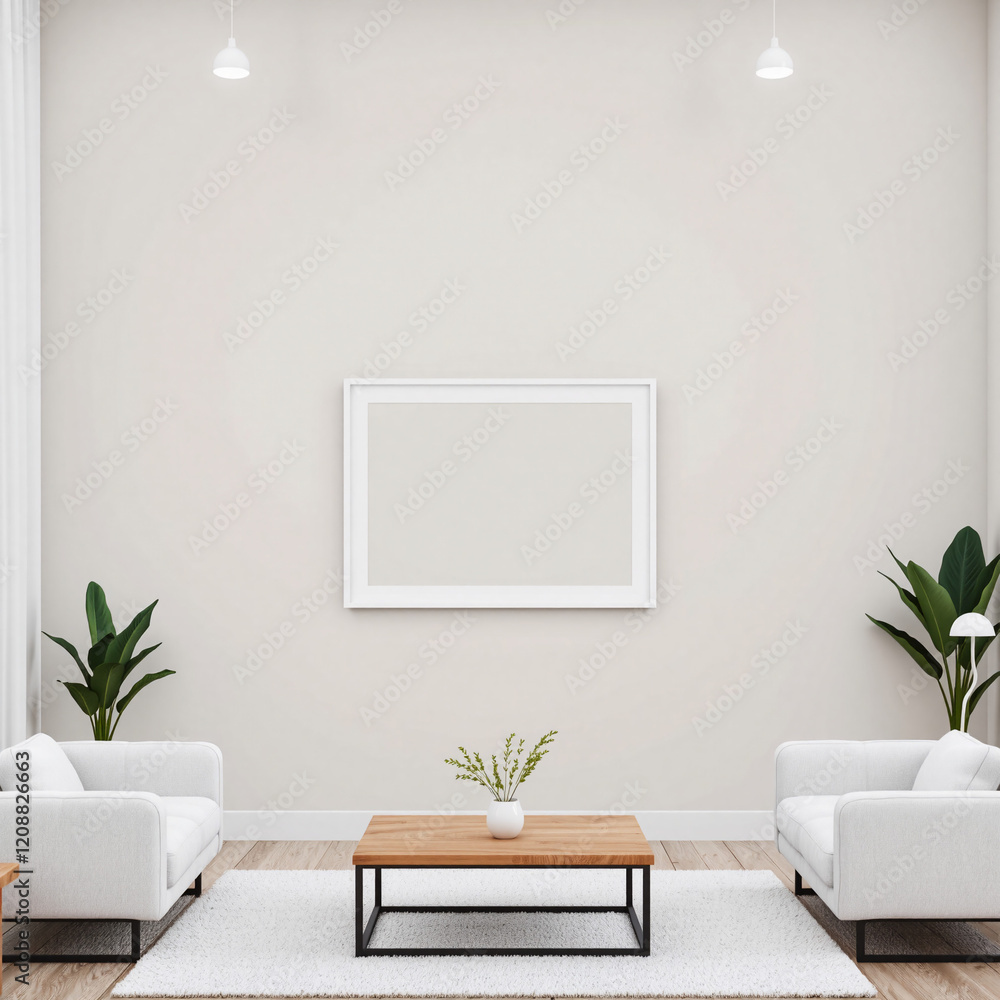 Fototapeta premium Simple Blank Frame on Wall for Decoration – Perfect for displaying personalized or professional content.