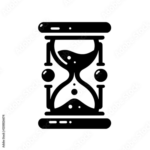 Time is Sand: A minimalist black and white illustration of an hourglass, capturing the fleeting nature of time and the urgency of making the most of every moment.  