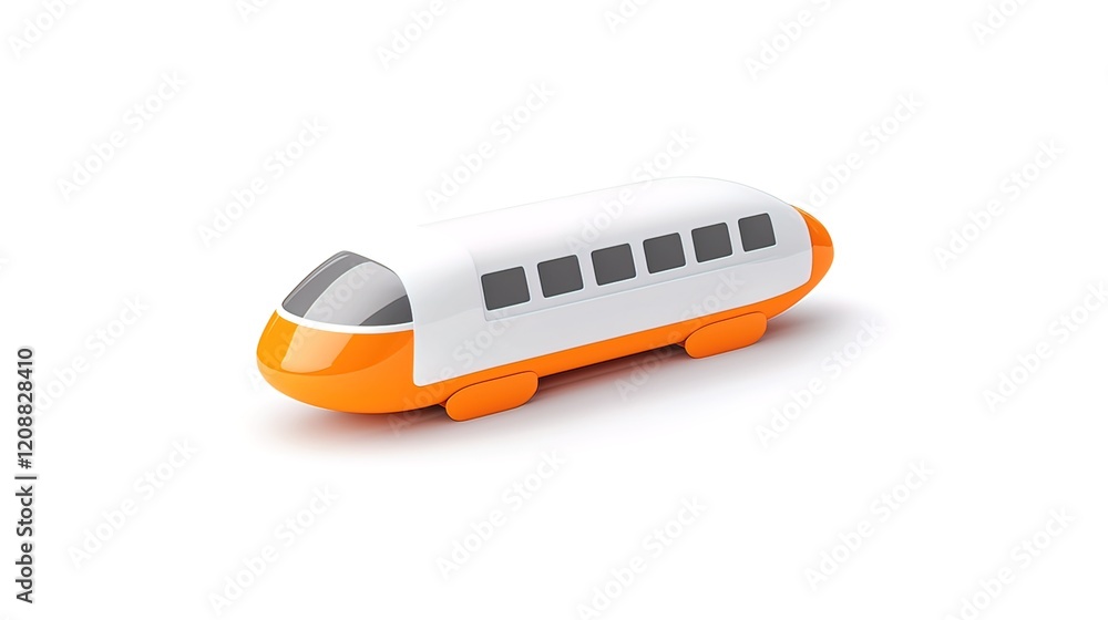 Orange and white modern train model isolated on white background. Orange and white modern train model isolated on white background.