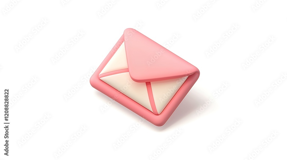 Pink 3D rendered email icon isolated on white background. Pink 3D rendered email icon isolated on white background.
