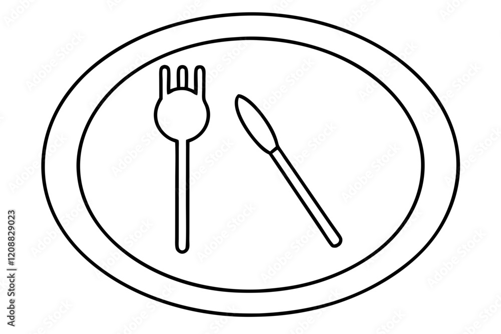 Clean Line Art of Plate and Fork for Restaurant Logo or Menu Design (SVG) Clean Line Art of Plate and Fork for Restaurant Logo or Menu Design (SVG)