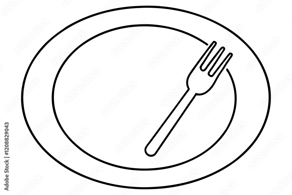 Clean Line Art of Plate and Fork for Restaurant Logo or Menu Design (SVG) Clean Line Art of Plate and Fork for Restaurant Logo or Menu Design (SVG)