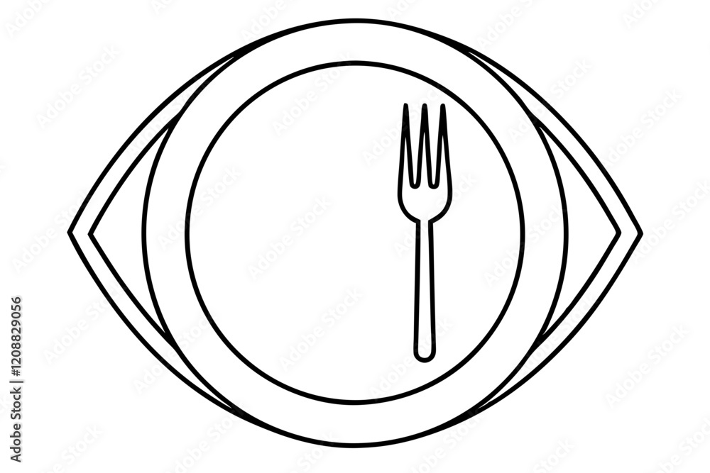 Clean Line Art of Plate and Fork for Restaurant Logo or Menu Design (SVG) Clean Line Art of Plate and Fork for Restaurant Logo or Menu Design (SVG)