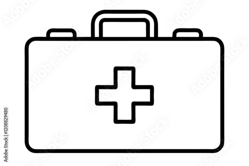 First Aid Box Line Art Icon for Healthcare & Emergency Services