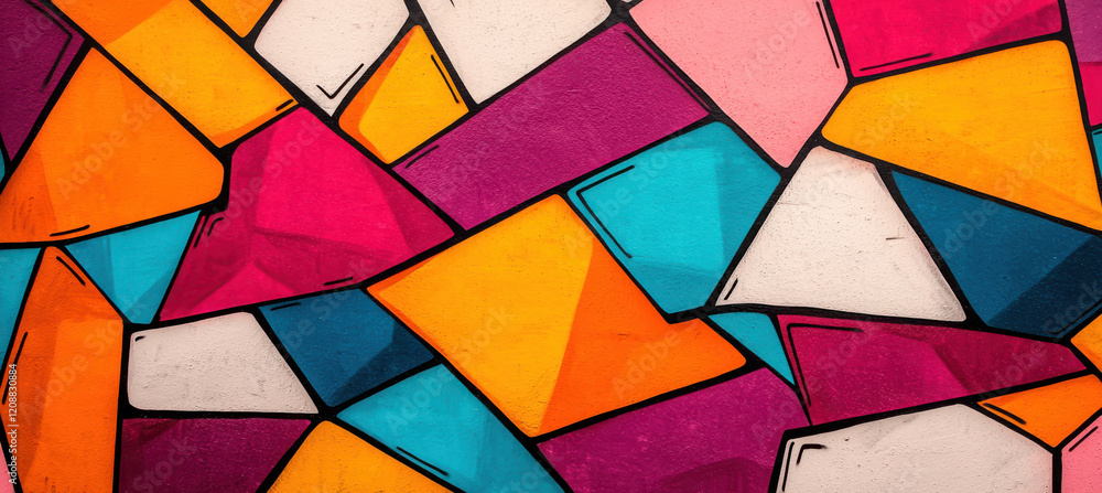 Fototapeta premium Vibrant geometric graffiti art with bold colors and abstract patterns