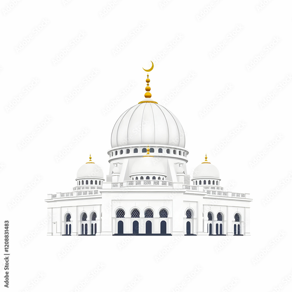 Obraz premium Dome of the Putra Mosque in Malaysia isolated on the white background