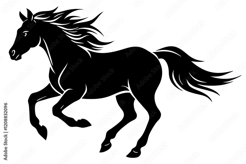 Galloping Horse Silhouette Emphasizing Motion and Freedom Galloping Horse Silhouette Emphasizing Motion and Freedom