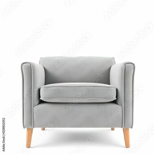 Grey comfortable armchair isolated on a white background