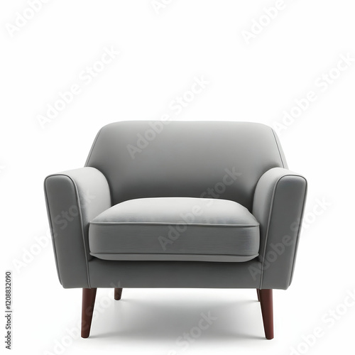 Grey comfortable armchair isolated on a white background