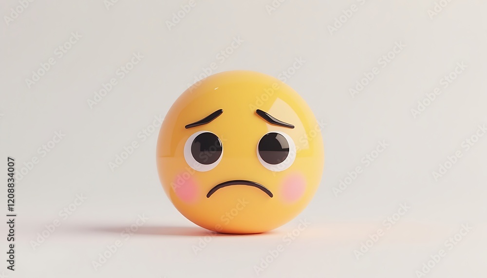 Fototapeta premium Sad 3D Emoji: A Minimalist Digital Illustration